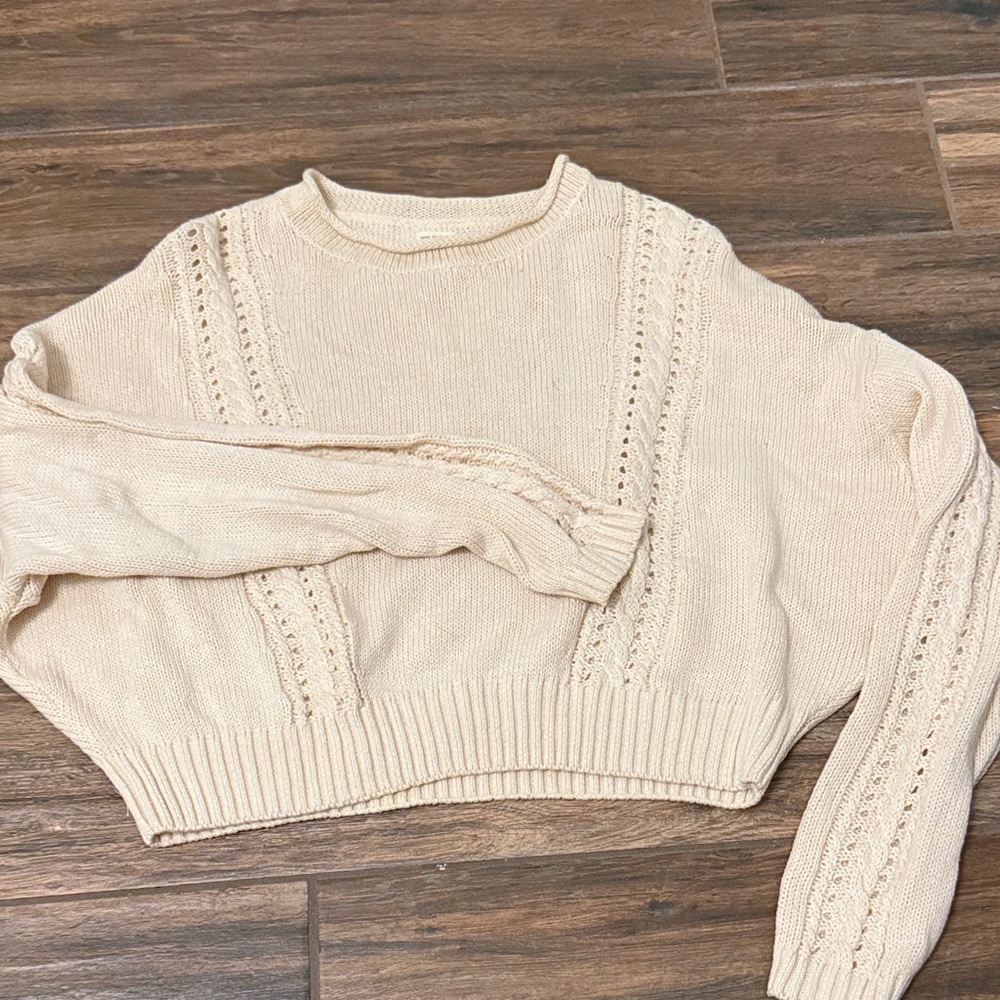 Billabong Women's Cream Knit Crop Sweater